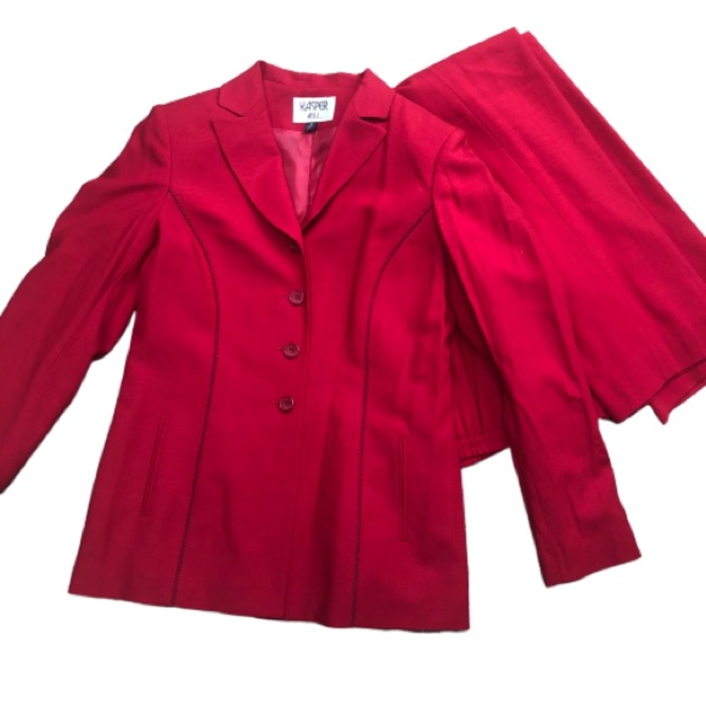 Red Kasper Pant Suit